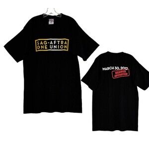 SAG-AFTRA One Union Black T-Shirt Mens Size L Short Sleeve